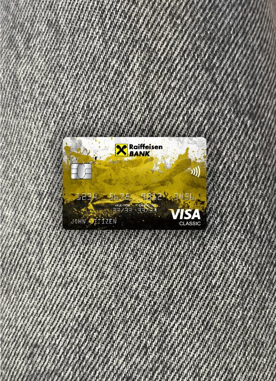 Download Romania Raiffeisen bank visa classic card photolook front Photoshop template